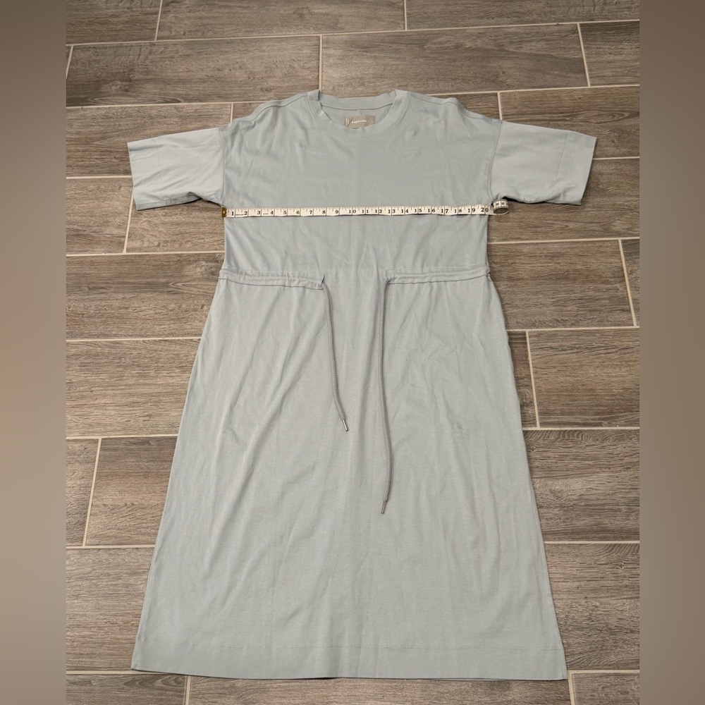NWOT! Everlane The Luxe Cotton Tie-Front Tee Dress in Sky Slate Blue. Size Small - Picture 10 of 13